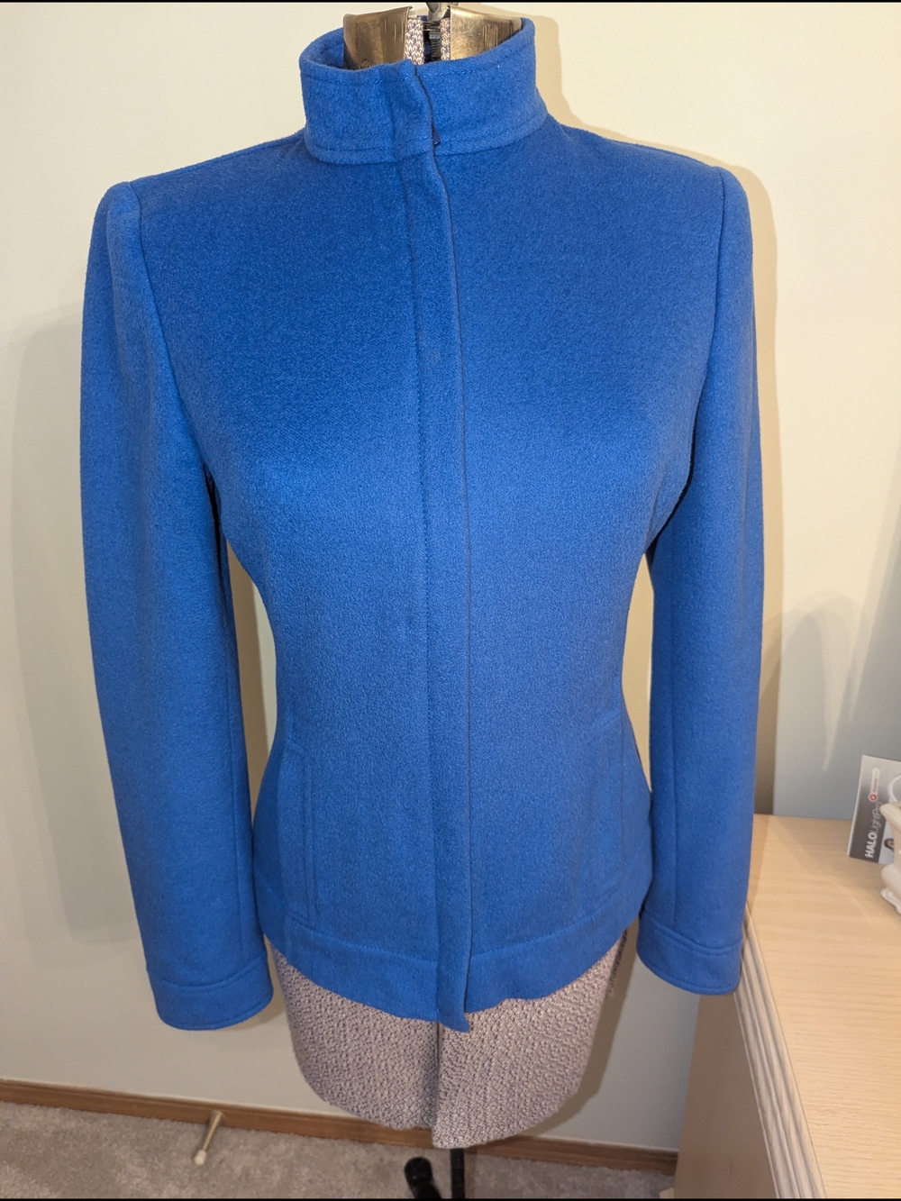 Carlisle wool Cobalt Stand-Collar Jacket
